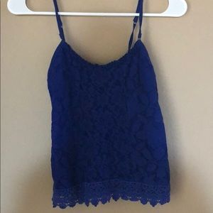 AEROPOSTALE BLUE FLORAL LACE TANK TOP